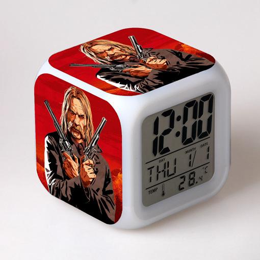 Western John Client Alarm Clock Student Small Gifts Color-changing Colorful Alarm Clock Square Clock