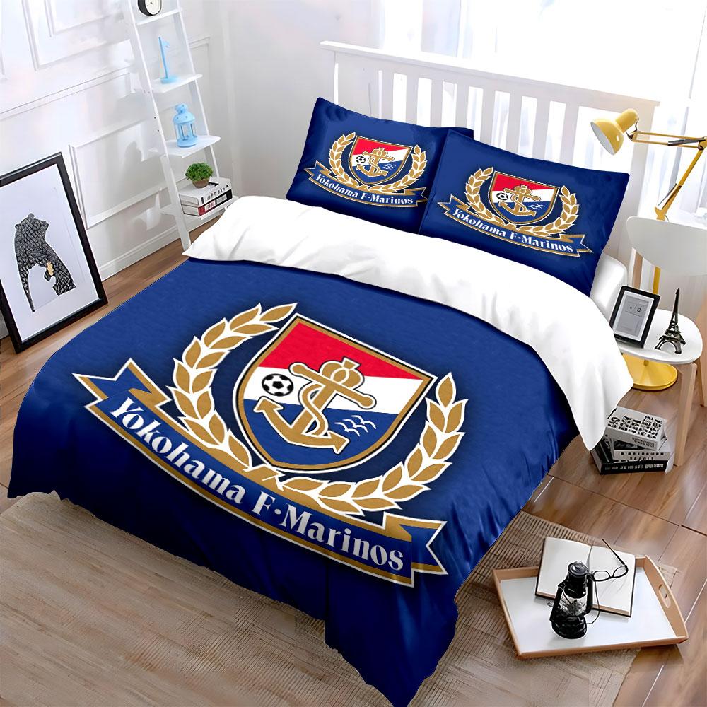 Yokohama F-Marinos Emblem Bedding Duvet Cover Set Duvet Cover Pillowcases (1*Duvet Cover 2*Pillowcases, without duvet insert)
