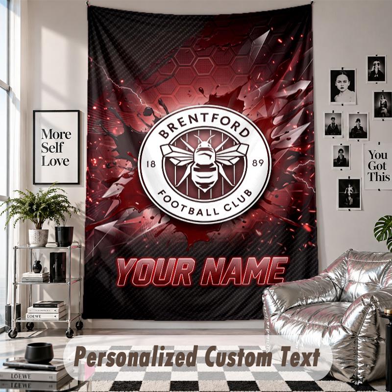 Custom Tapestry Wall Hanging, Brentford Football Personalized Name Text Home Wall Decor