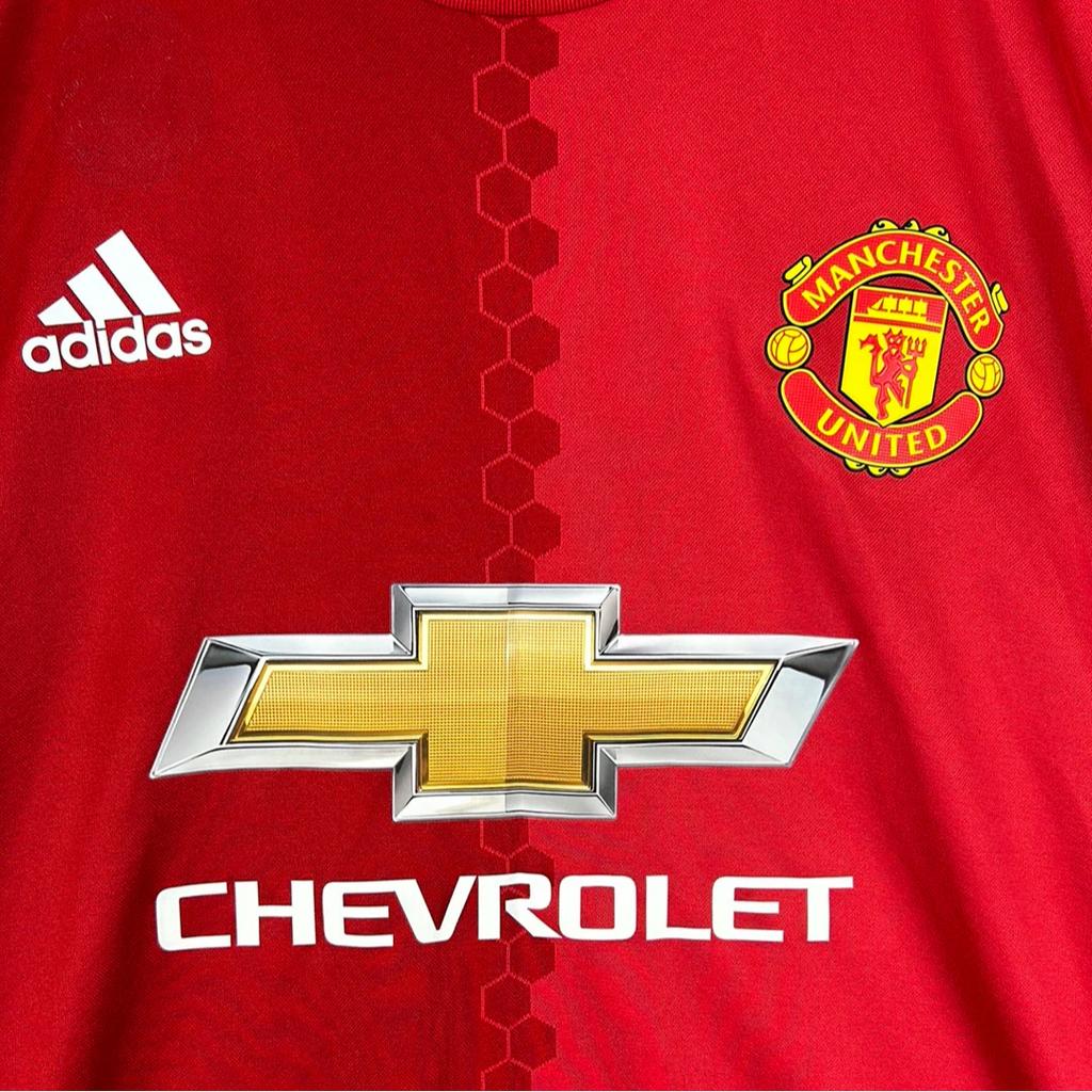 Adidas Letter Pattern Printed Round Neck Short Sleeve Football Shirt Player Version 16-17 Season Manchester United Home Men Tops Red AI6719
