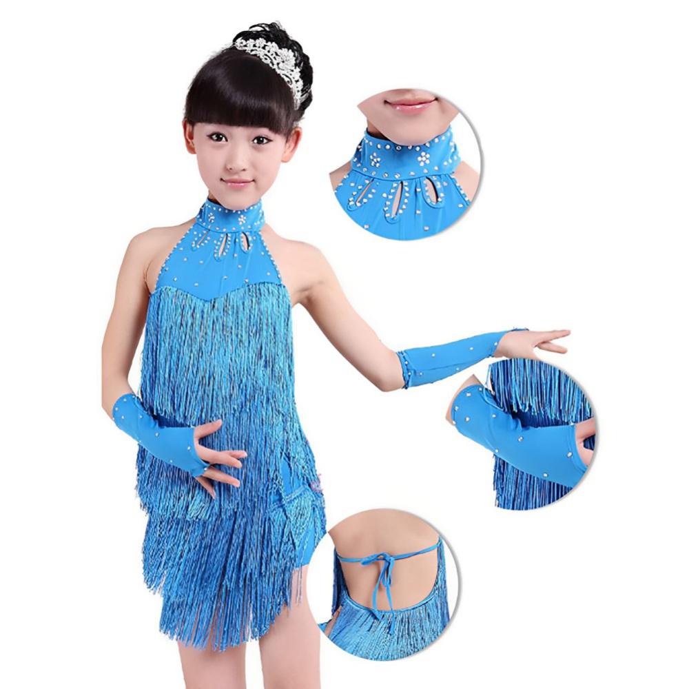 Kids Girls Dance Outfits Belly Dance Cha Cha Dress Latin Salsa Costumes