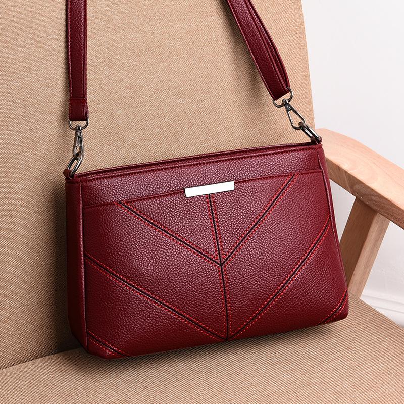Women's Bag 2023 New Korean Fashion Mommy Bag Three-layer Small Bag Single Shoulder Messenger Bag Soft Leather Mommy Bag
