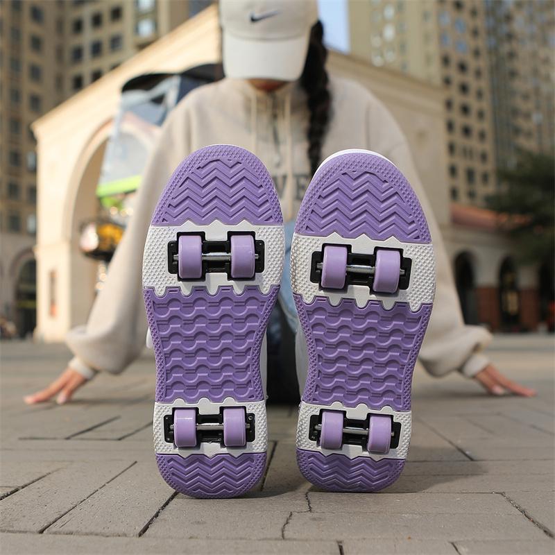 Детская спортивная обувь на четырех колесах Съемные плоские туфли Детская обувь для катания на роликах Обувь для детей