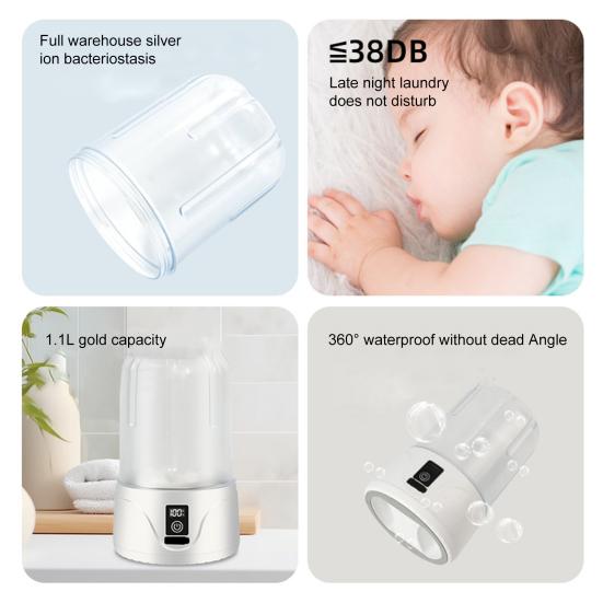 Мини-стиральная машина емкостью 1,1 л, беспроводная, перезаряжаемая, стиральная машина для нижнего белья, детской одежды, носков, трусов, портативное устройство для стирки белья