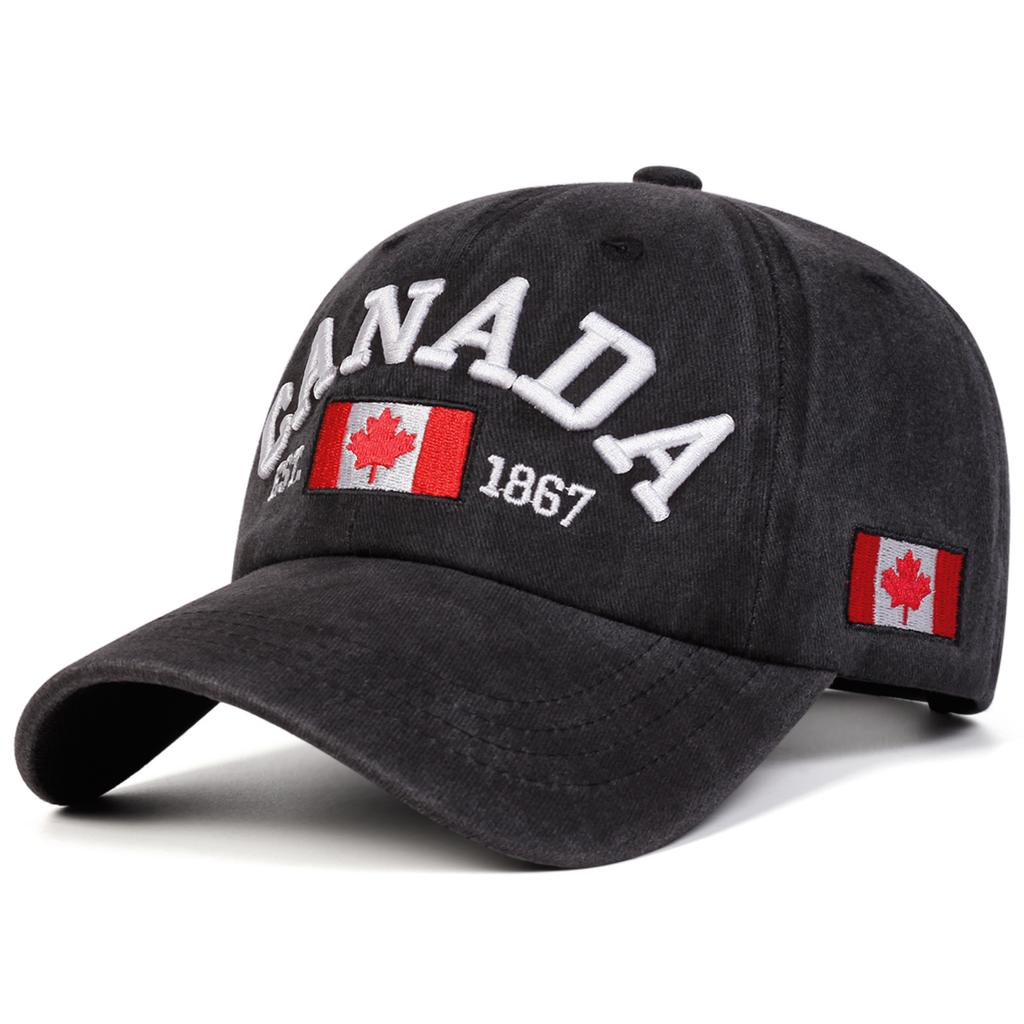 Унисекс Кепки-бейсболки с вышивкой букв CANADA, стираные, весенние, осенние, для улицы, регулируемые, повседневные, солнцезащитные, спортивные