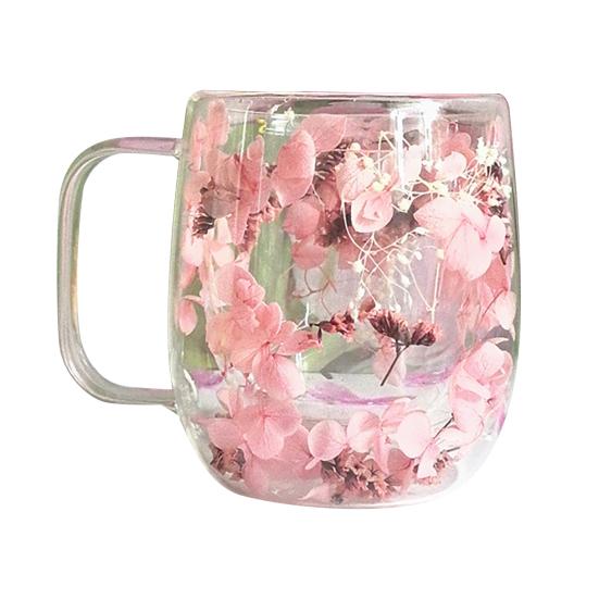 Кружка из стекла с двойными стенками с сухоцветами, термоизолированная кружка для эспрессо, термостойкое двухслойное стекло для дома, кухни, вечеринки