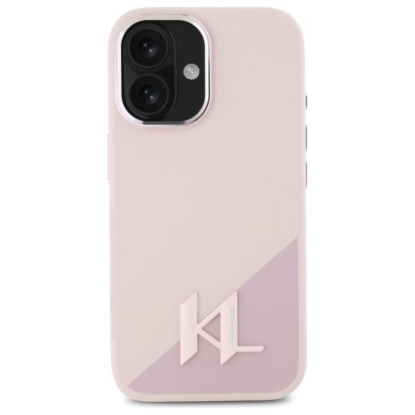 Karl Lagerfeld KLHMP16SSCMKMPCP iPhone 16 6.1" pink hardcase Silicone Shadow Metal Initial MagSafe