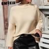 Женские модные повседневные однотонные свободные свитера с воротником на осень и зиму с длинным рукавом и воротником-стойкой
