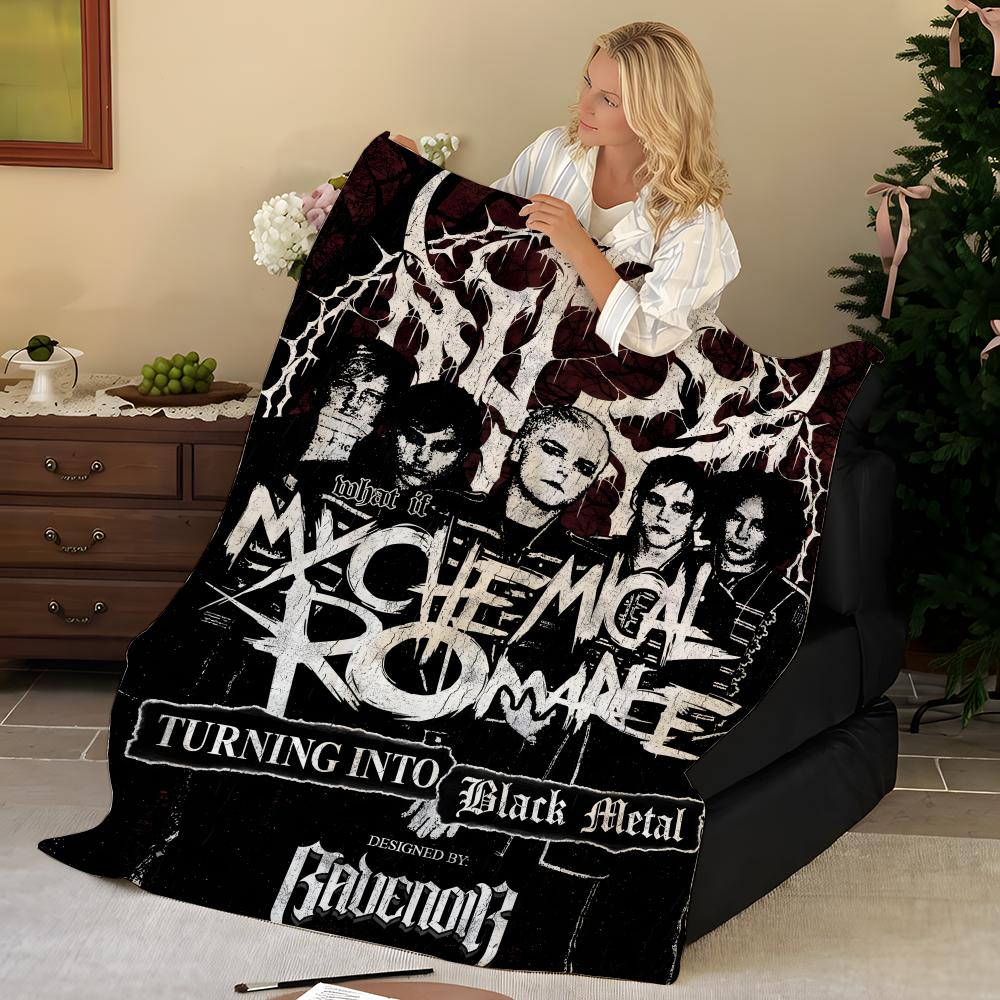 Музыкальная M-My C-Chemical R-Romance Плед-бросок Фланелевый, Мягкий Теплый, Прочный и Стираемый милый Крутой