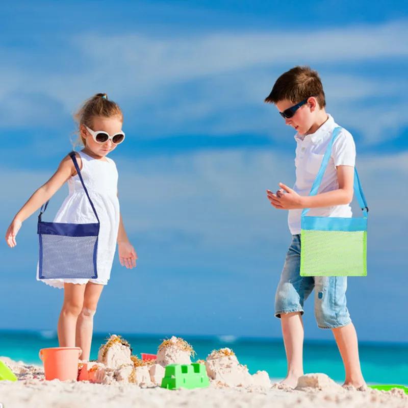 Сумка для хранения пляжных ракушек Детская сумка для хранения инструментов для копания на пляже Регулируемая сетчатая сумка с пряжкой Сумка-органайзер