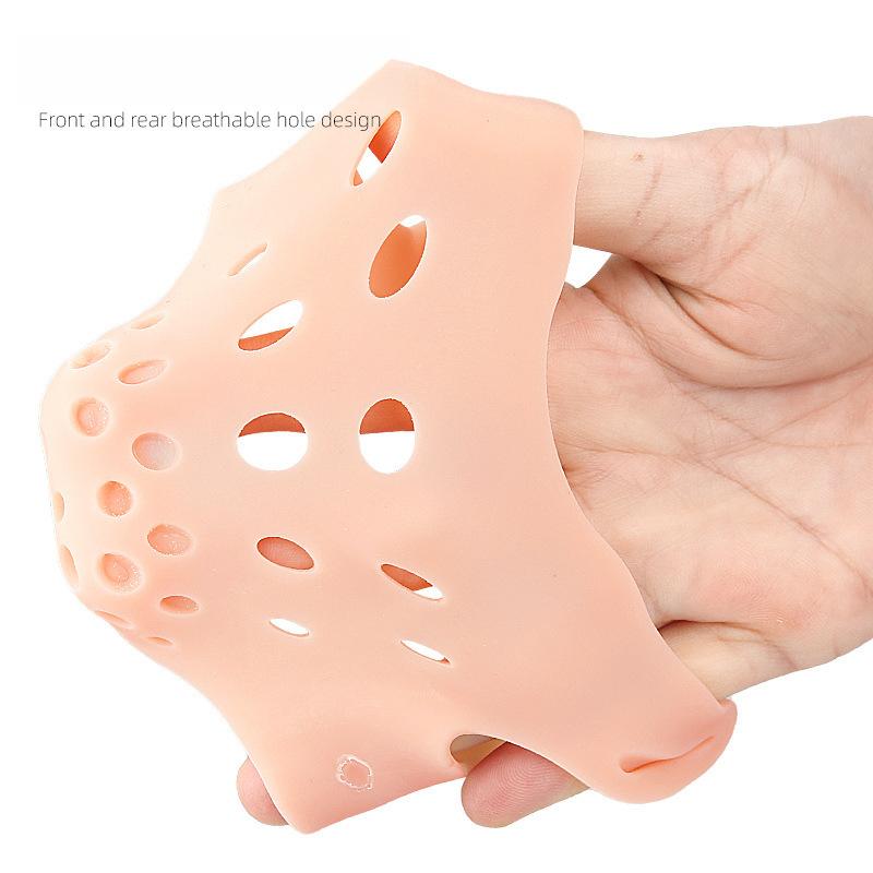 Double-hole Toe Splitter, Thickened Sole, Soft Shock Absorption and Pressure Relief Massage Forefoot Half-yard Pad, Hallux Valgus Orthosis