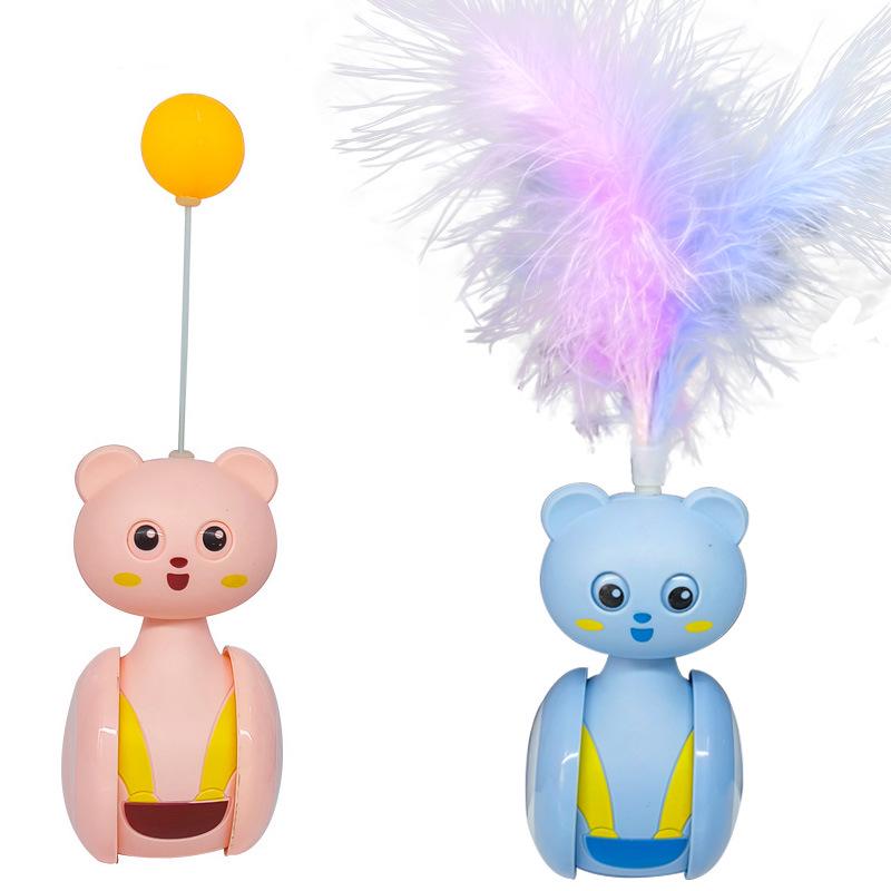 Игрушка для кошки Неваляшка: Игрушка для котят, дразнилка с перьями и палочка с мячиком для пинг-понга для снятия скуки