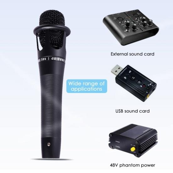 E300 Handheld Wired Condenser Microphone for Audio Broadcast Sound Recording