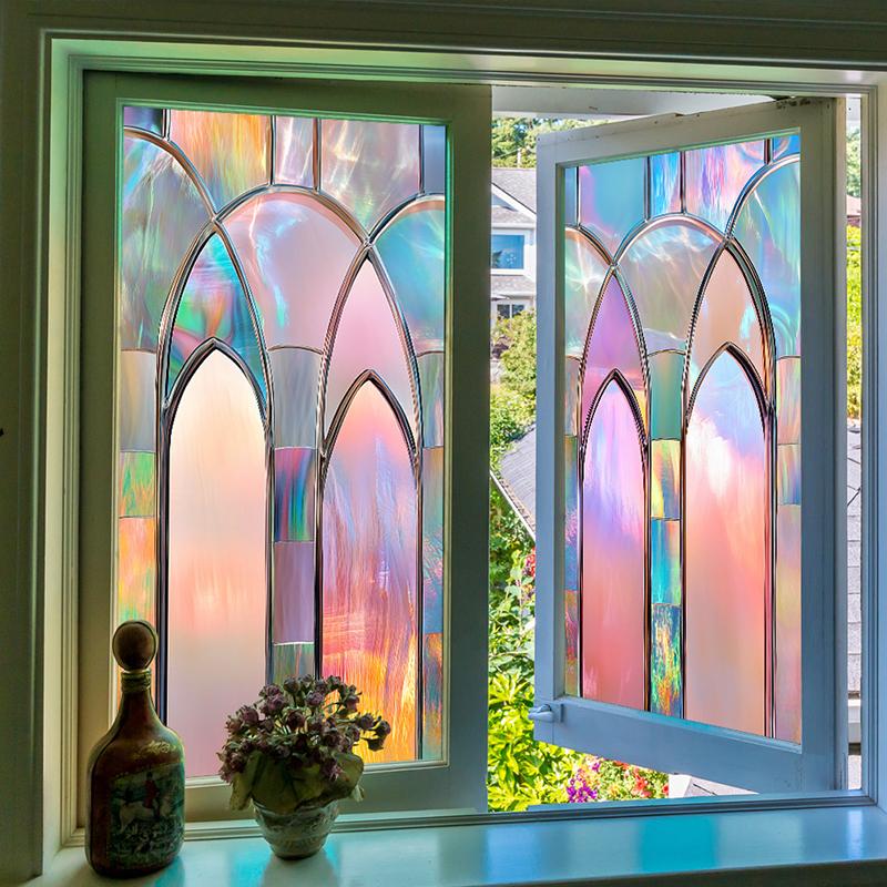 50x50 см электростатическая наклейка на стекло съемная наклейка на окно с цветком разноцветная