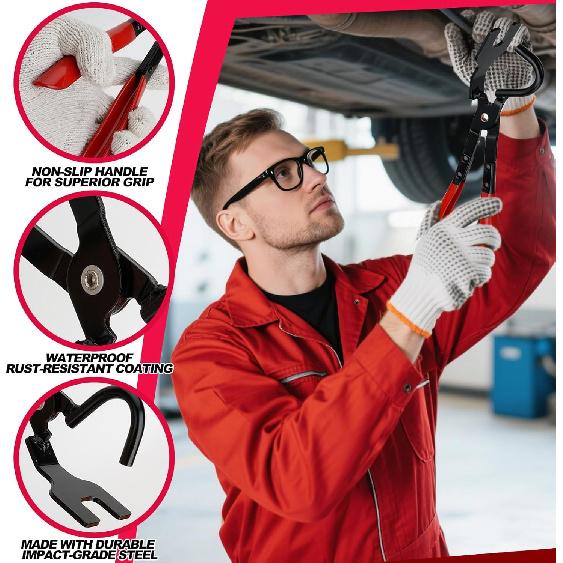 Exhaust Hanger Removal Tool, Heavy-Duty Exhaust Hanger Pliers For Car & Truck Rubber Exhaust Hangers, 25° Offset Design, Non-Slip Grip, Compatible