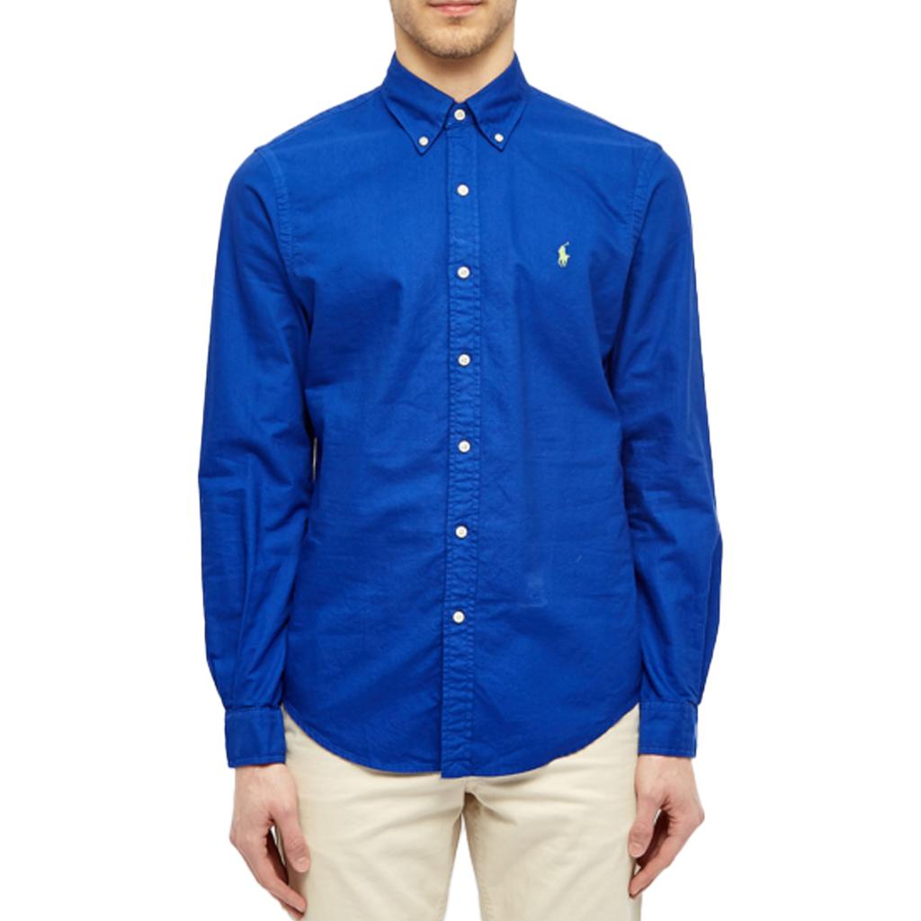 Polo Ralph Lauren Solid Color Point Collar Long Sleeve Shirt Men Shirts Blue 710776635001