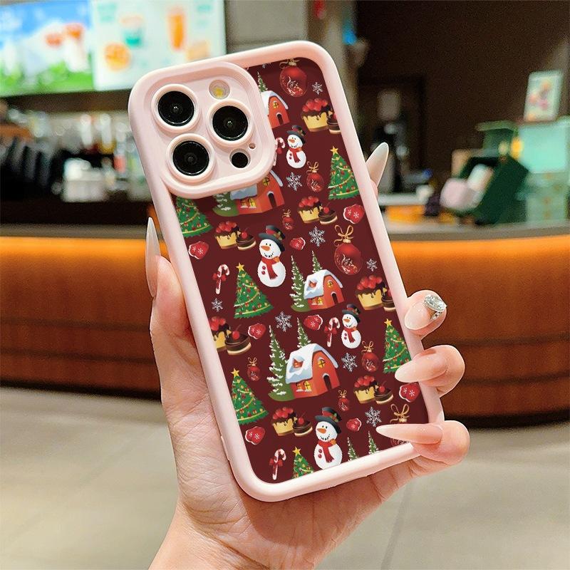Красочный рождественский узор для чехла iPhone 16 Pro Max iPhone 14 13/15 Милый мультяшный 12/11