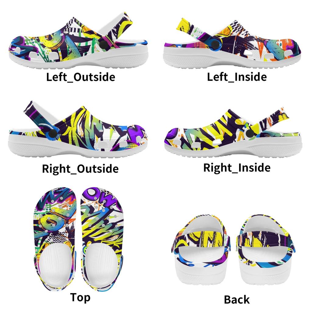 Women Men Printed EVA Beach Shoes Lightweight Breathable Slip On Garden Clogs Pool Bathroom Home Summer Sandals Daily Wear