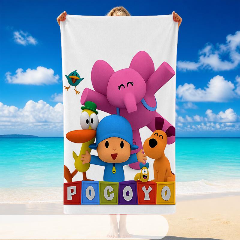 Quick Dry Beach Towel Pocoyo Pattern, Lightweight Absorbent Towel for Pool Beach Vacation Use