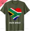 South Africa Heart South African Flag Safari South African T-Shirt Men's 100% Cotton Casual T-shirts Loose Fan Top Size S-3XL