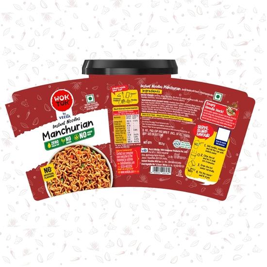 Лапша быстрого приготовления VEEBA Wok Tok по-манчжурски | Изготовлено без пальмового масла | без майды | без добавления глутамата натрия, вегетарианская, 92,5 грамма