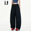 CHOCOOLATEit Women's Wide-Leg Drawstring Cotton Casual Pants