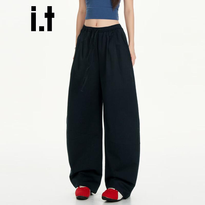 CHOCOOLATEit Women's Wide-Leg Drawstring Cotton Casual Pants