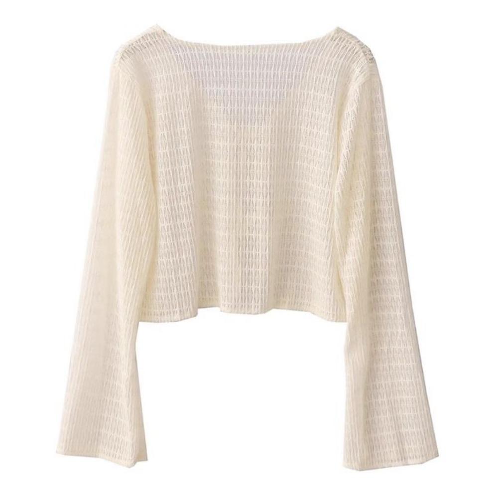 Синий кардиган-блузка Женская тонкая вязаная солнцезащитная одежда с юбкой на подтяжках