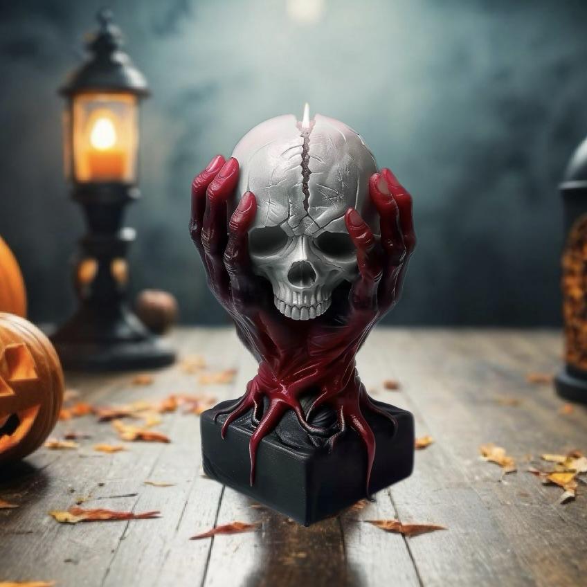 3D Halloween Skull Head Snake Candle Silicone Mold Skull Head Snake Body Monster Resin Gypsum Mold Halloween Decoration Gift