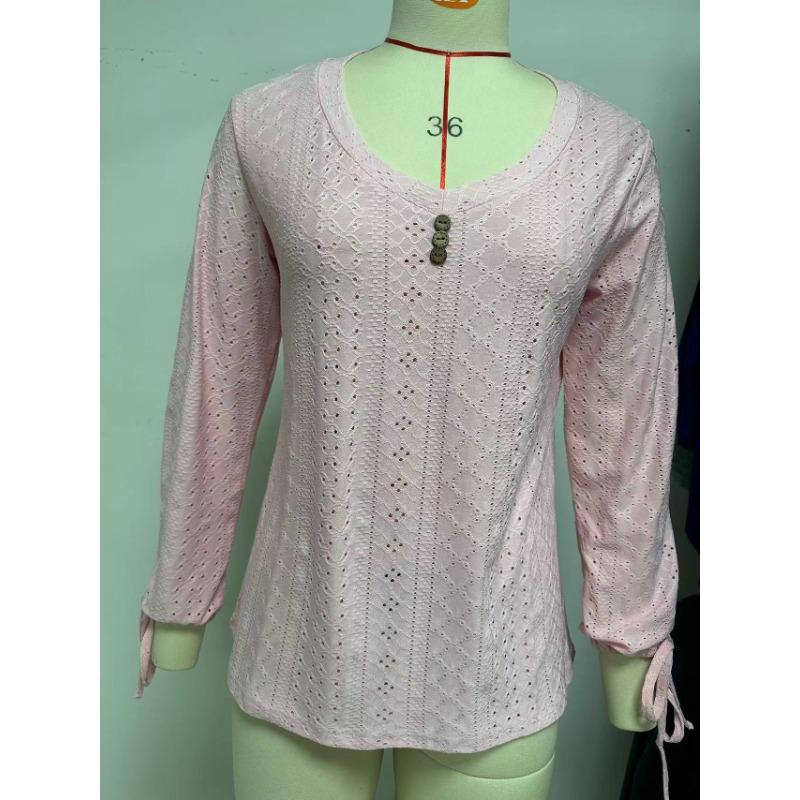 Весенне-летняя женская футболка, новая однотонная свободная футболка на пуговицах с v-образным вырезом, топы со средними рукавами