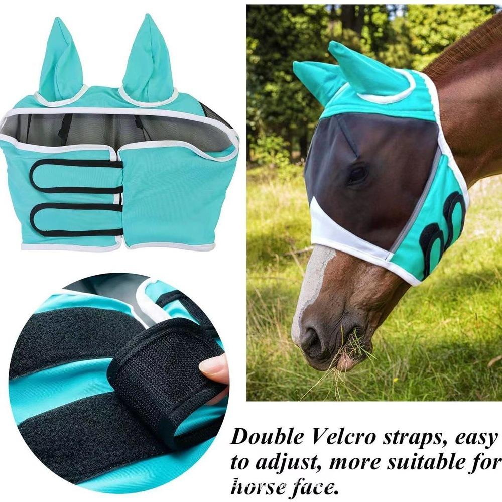 Breathable Horse Mask Summer Goggles Mosquito Ears Comfortable Fit with UVProtection Mesh Horse Fly Mask Equestrian Supplies Equestrian Equipment