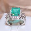 Exquisite 925 Silver Plated Green Paraiba Ring for Women Classic Women Green Zircon Jewelry Fashion Item Engagement Ring Jewelry