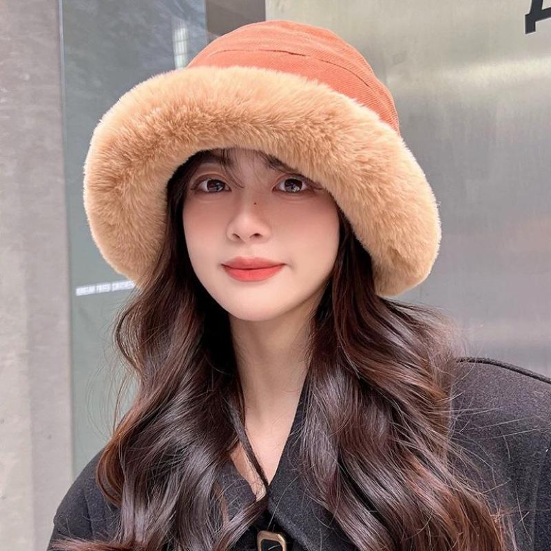 Женская осенне-зимняя японская универсальная шапка-панама из плюшевой овечьей шерсти, повседневная, с широкими полями, теплая