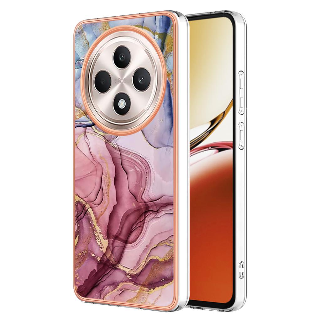 For Oppo Reno12 F 4G/Oppo Reno12 F 5G TPU Case Marble Pattern 2.0mm Electroplating Phone Back Cover