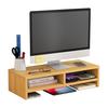 Wooden Computer Elevated Rack Monitor Stand Riser with Storage Compartment Easy Installation Office Desk Storage Organizer Laptop Holder