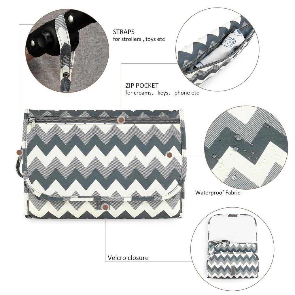 CPC Portable Waterproof Diaper Changing Pad with Wet Wipe Mommy Bag