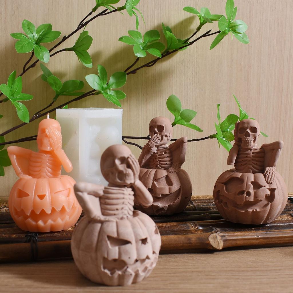 3D Форма для свечи в виде скелета Хэллоуин Силиконовые формы Тыквы Формы для литья Гипсовые формы ручной работы Материалы для рукоделия