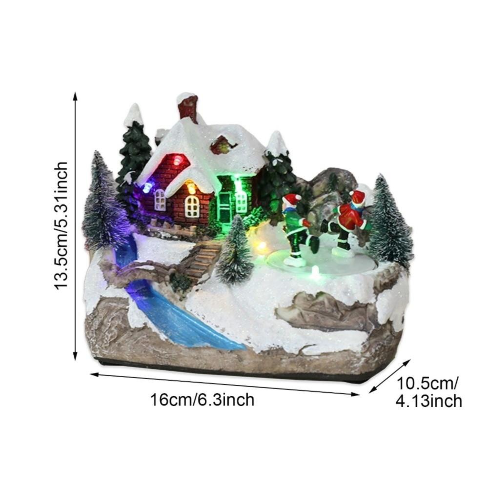 Creative Resin Christmas Village Houses LED Light Snow View Xmas Ornament Craft Santa Claus New Year Decor Festive Atmosphere