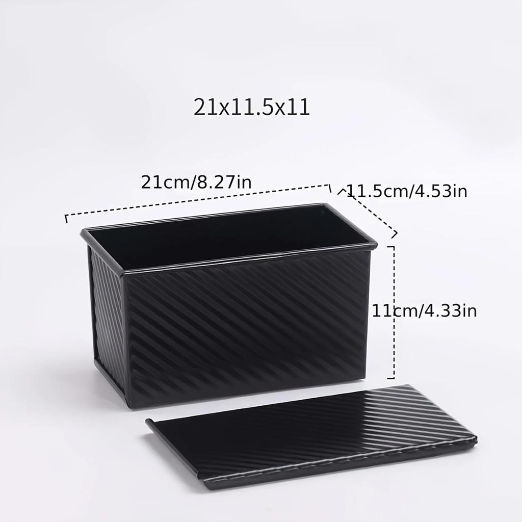 1pc Black Carbon Steel Corrugated Covered Toast Box Baking Tool Bread Mold Toast Box Toast Baked Eggs