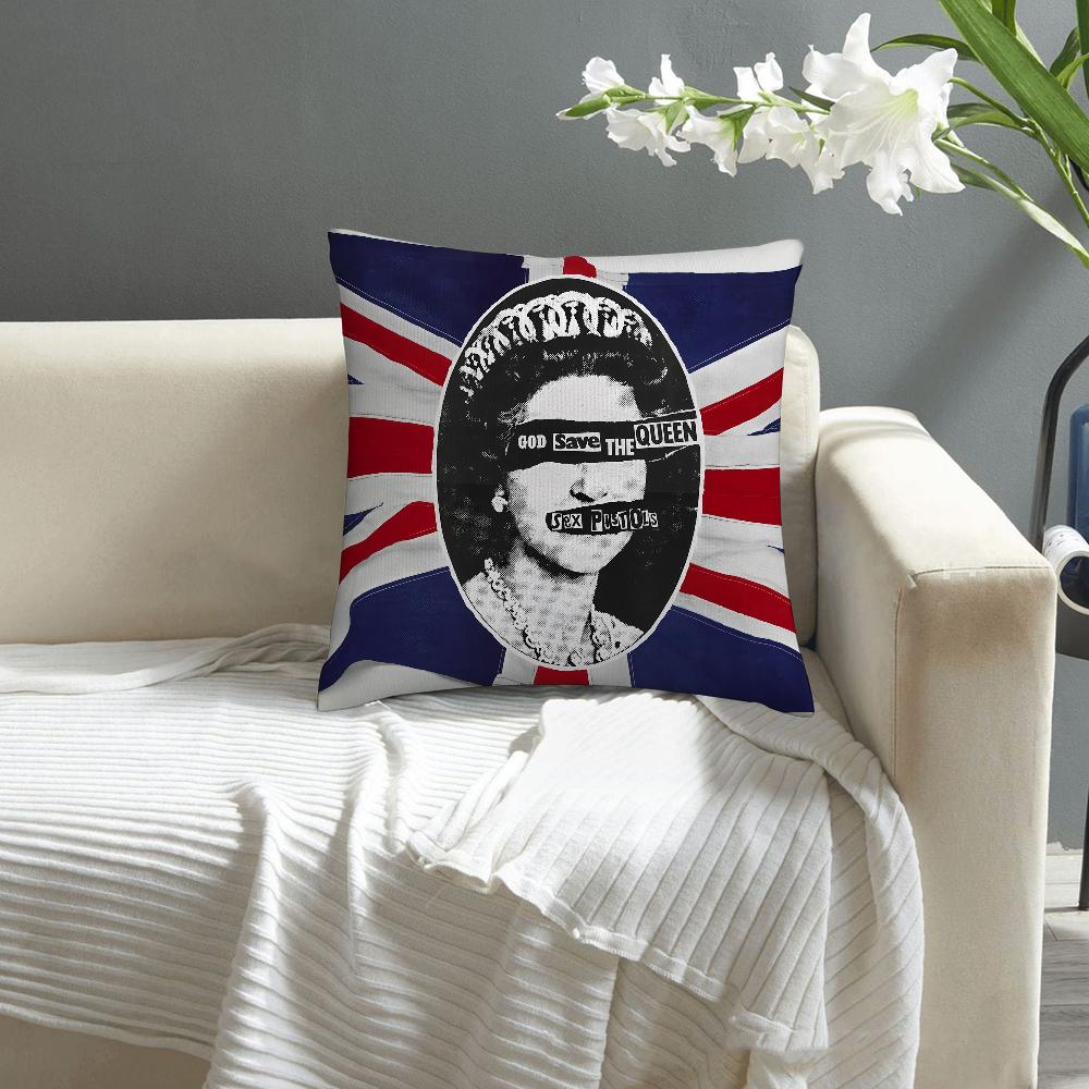 S-Sex P-Pistols Band Pillow Case Sofa Decorative Home Double-sided Print Plush Square Throw Pillow Covers Cushion Decor Cover