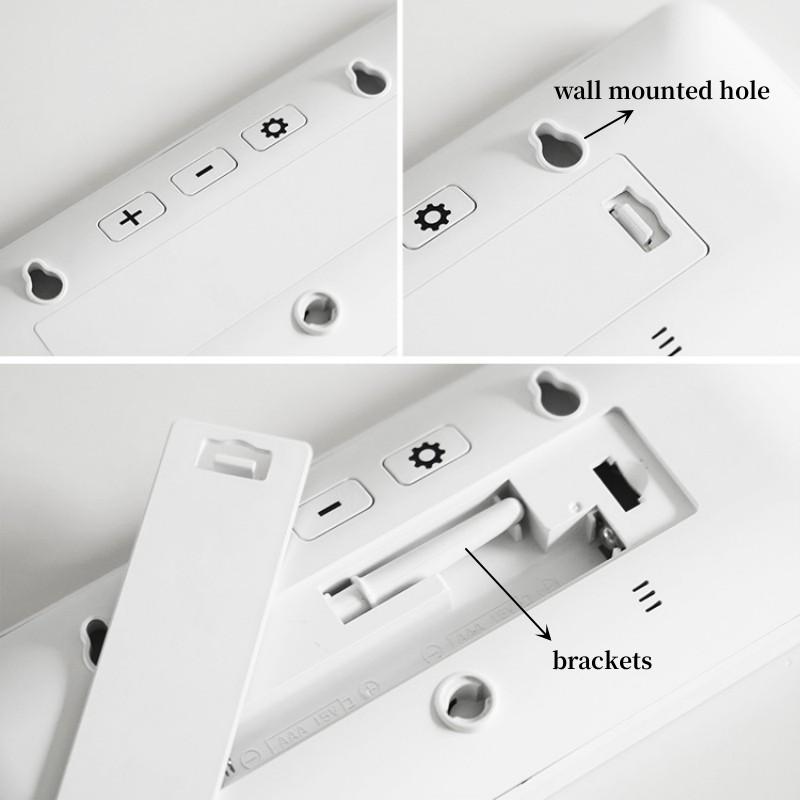 Battery Powered Digital Wall Clock TEMP Humidity Date Comfortableness Table Clock 12/24H LCD Clock For Living Room Home Decor