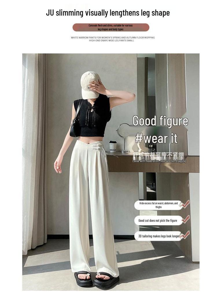 Новый китайский стиль 2025 Весна/Лето Женские брюки с высокой талией больших размеров с широкими штанинами и застежками-лягушками