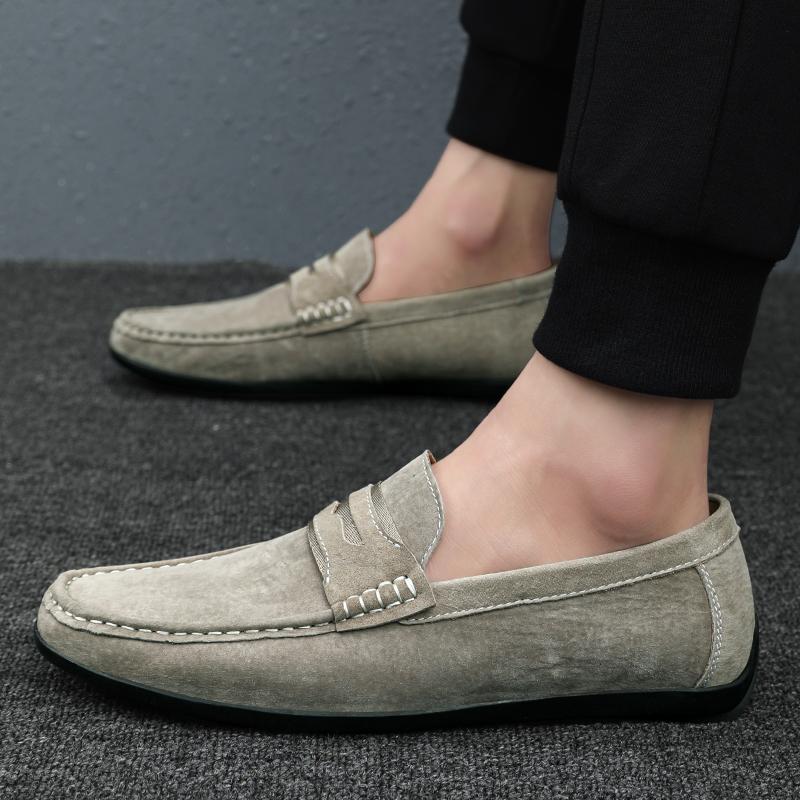Fashion Men's Genuine Leather Loafers Flat Designer Slip-On Breathable Business Shoes Lightweight Comfort Driving Moccasins Size38-45