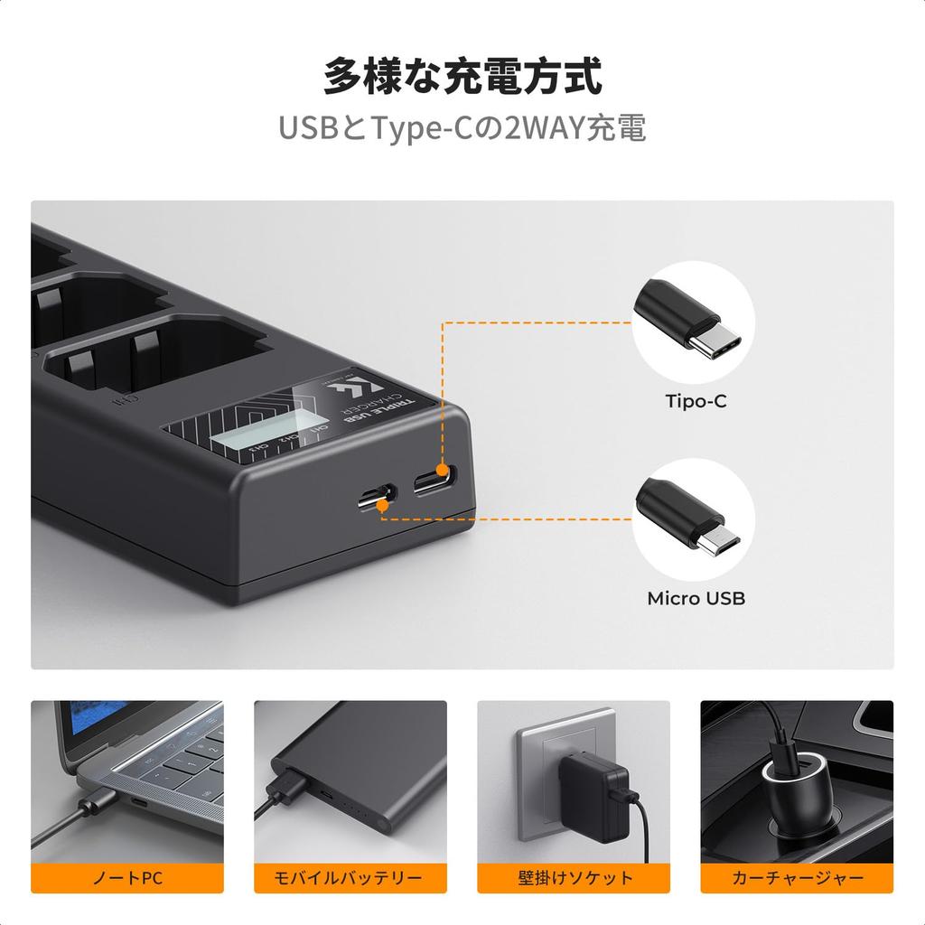 CONCEPT Camera Charger with Battery Level Compatible with Sony Alpha and Sony A6700 Camera USB Charger K&F NP-FZ100 3-Slot Display, ZV-E10M2, 9, A9,