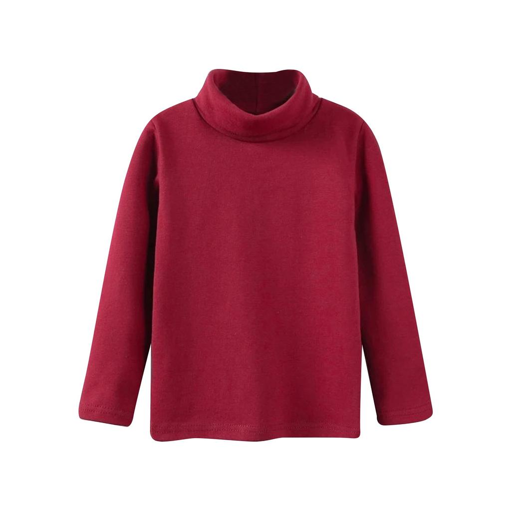 Girls Cute Tops Spring High Neck Solid Long Sleeve Round Neck Top Party Birthday School Sweaters