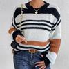 Женский осенне-зимний свитер с длинными рукавами и круглым вырезом в полоску