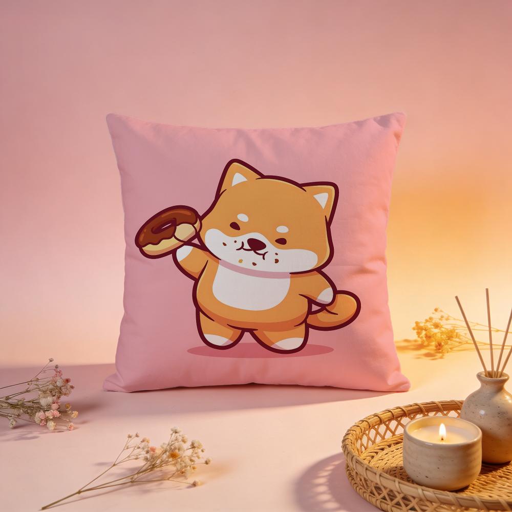 Cute Shiba Inu Cartoon Cushion Cover Comfortable Durable Pillow Cover MultiScene for Home Office Car Sofa