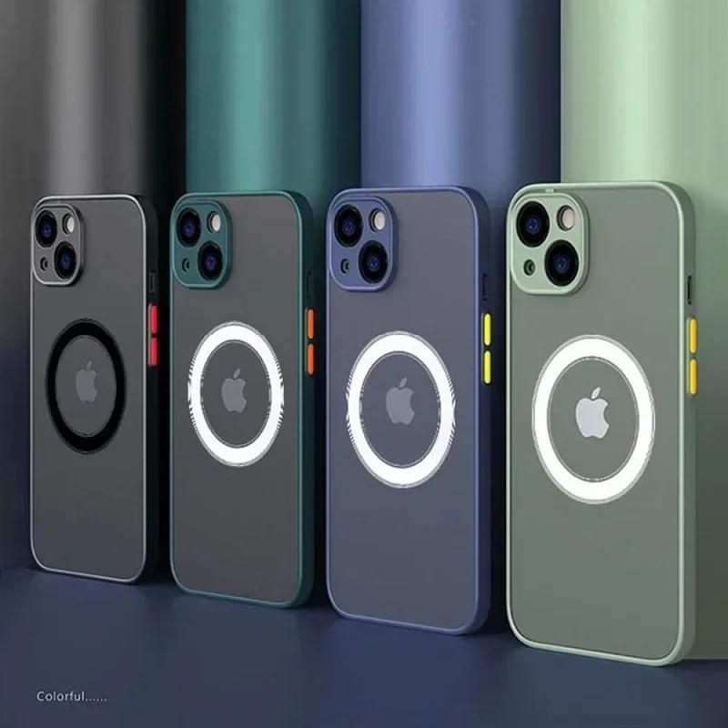 Роскошный магнитный чехол с беспроводной зарядкой для Magsafe для iPhone 15 14 13 12 11 Pro Max X XR XS 7 8 Plus, мягкий противоударный чехол из ТПУ