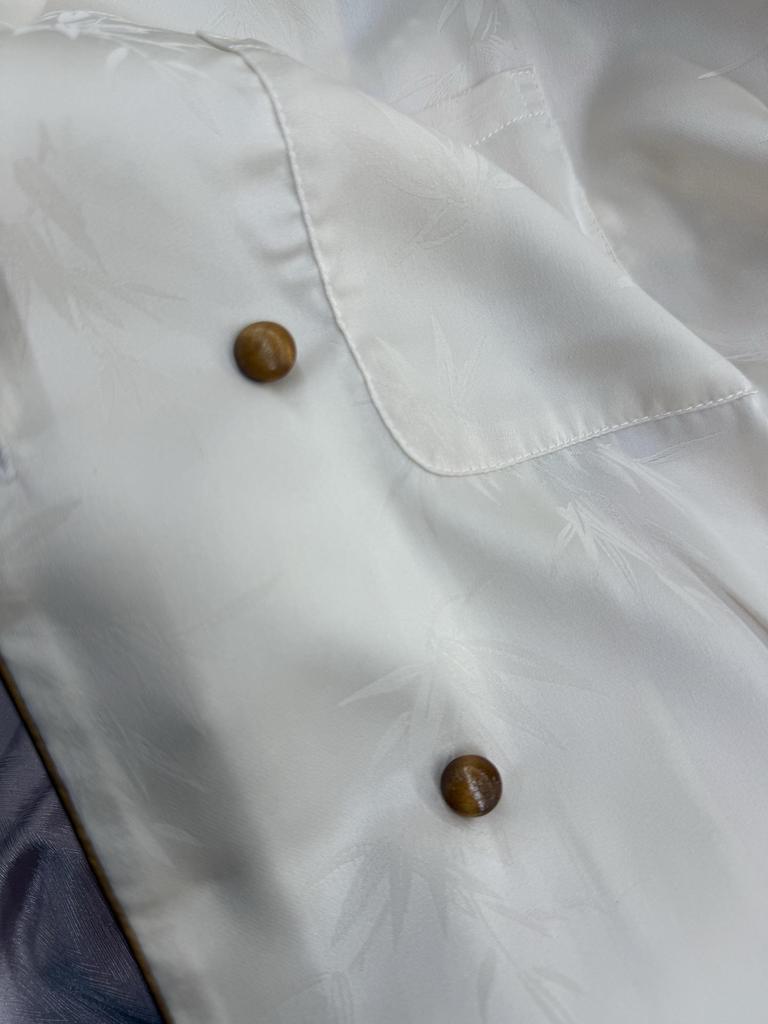 Ice Silk Women's Pajamas - Spring/Autumn Long Sleeve with Jacquard Pattern, Chinese-Style Retro Elegance, Button-Front Silk Loungewear