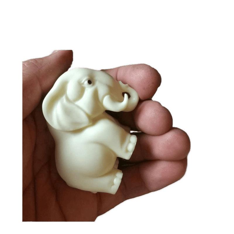 Elephant Ornament: Hand-Carved Ivory Nut for Auspicious Wishes - Ideal for Car or Office Decor